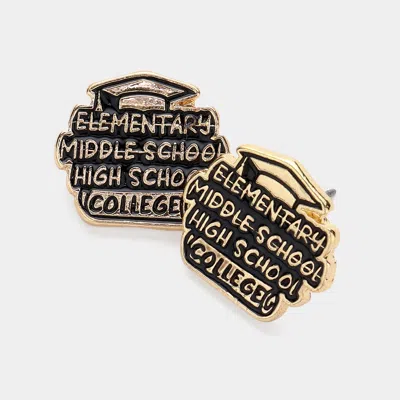 Fashnzfab Enamel High School College Stud Earrings In Black