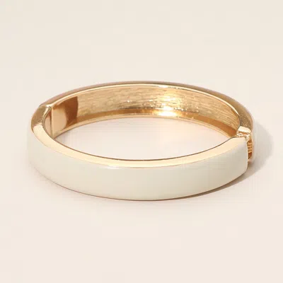 Fashnzfab Enamel Hinged Bangle Bracelet In Gold