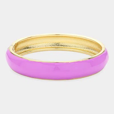 Fashnzfab Enamel Hinged Bangle Bracelet Purple