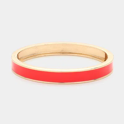 Fashnzfab Enamel Hinged Bangle Bracelet In Red
