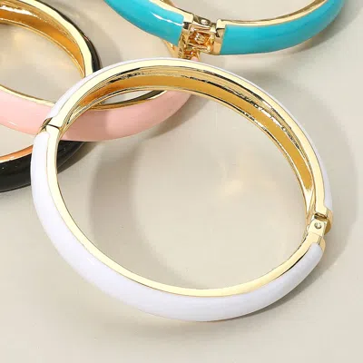 Fashnzfab Enamel Hinged Bangle Bracelet In White