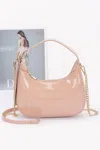 Fashnzfab Enamel Hobo Bag In Brown