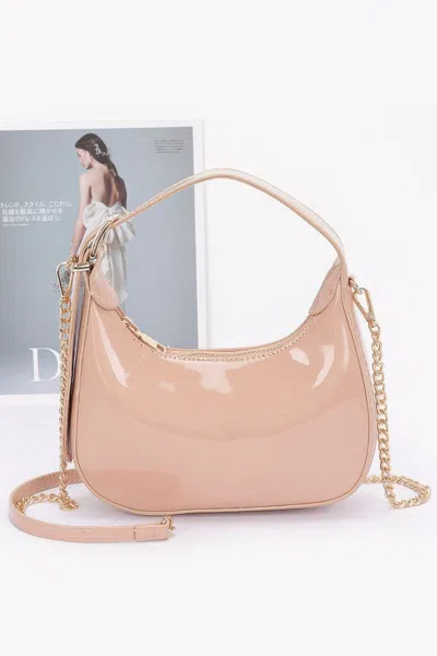 Fashnzfab Enamel Hobo Bag In Brown