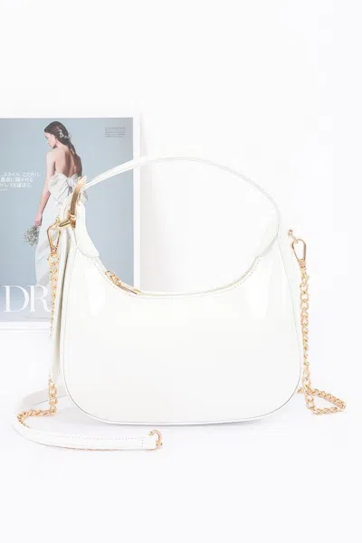 Fashnzfab Enamel Hobo Bag In White