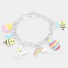 Fashnzfab Enamel Honey Bee Rainbow Bunny Easter Egg Charm Toggle Bracelet Multi, Silver In Multi