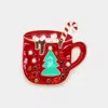 Fashnzfab Enamel Hot Chocolate Christmas Tree Candy Cane Pin Brooch In Red