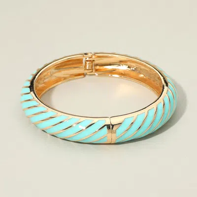 Fashnzfab Enamel Inkay Striped Hinged Bangle Bracelet 0.5" H, 2.3" D In Pattern