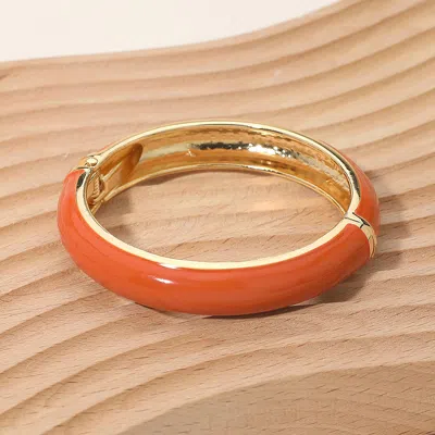 Fashnzfab Enamel Inlay Hinged Bangle Bracelet In Metallic