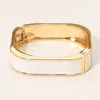 Fashnzfab Enamel Inlay Rectangular Hinged Bangle Bracelet In Silver