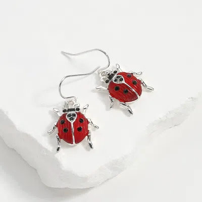 Fashnzfab Enamel Lady Bug Dangle Earrings In Multi