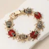 Fashnzfab Enamel Lady Bug Link Magnetic Bracelet In Gold