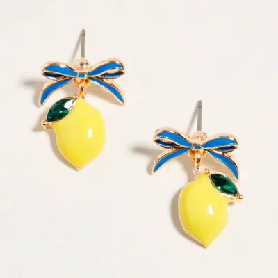 Fashnzfab Enamel Lemon Drop Earrings In Yellow