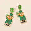 Fashnzfab St Patricks Leprechaun Charm Drop Dangle Earrings In Green