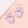 Fashnzfab Enamel Love Heart Drop Bow Link Dangle Earrings In Multi