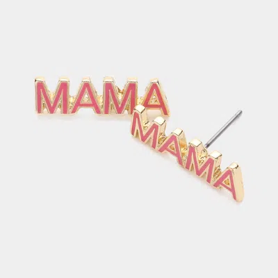 Fashnzfab Enamel Mama Stud Earrings In Pink