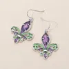 Fashnzfab Enamel Mardi Gras Fleur De Lis Dangle Earrings - Multi, Silver In Gray