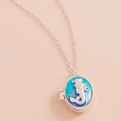 Fashnzfab Enamel Mermaid Locket Pendant Necklace In Multi
