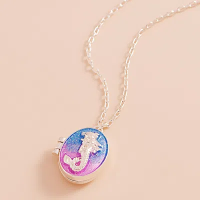 Fashnzfab Enamel Mermaid Locket Pendant Necklace In Multi