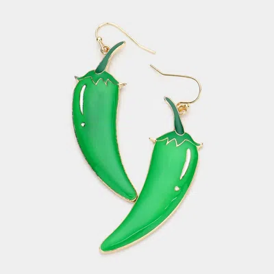 Fashnzfab Enamel Metal Chili Pepper Dangle Earrings In Green