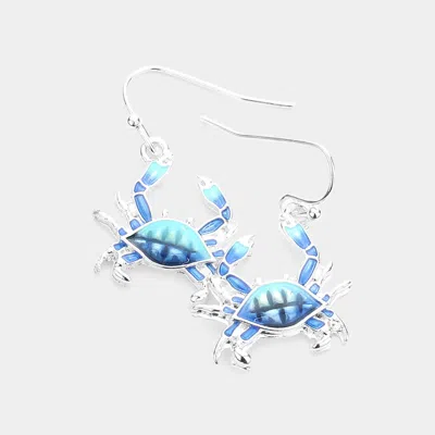 Fashnzfab Enamel Metal Crab Dangle Earrings In Blue