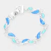 Fashnzfab Enamel Metal Dolphin Link Magnetic Bracelet Blue, Silver In Multi