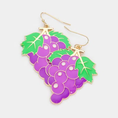 Fashnzfab Enamel Metal Grape Dangle Earrings In Multi
