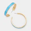 Fashnzfab Enamel Metal Hoop Earring - Light Blue In Blue