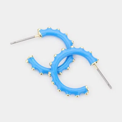 Fashnzfab Enamel Metal Hoop Earrings In Blue