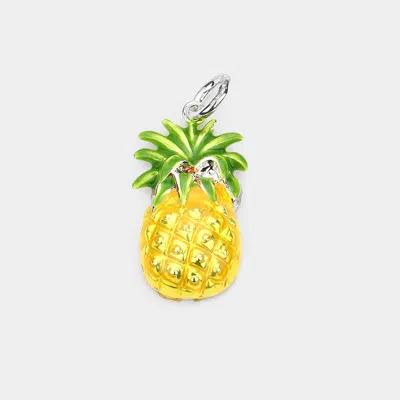Fashnzfab Enamel Metal Pineapple Pendant - Multi In Green