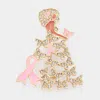 Fashnzfab Enamel Metal Pink Ribbon Pointed Butterfly Cluster Dress Afro Girl Pin Brooch In Gold