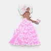 Fashnzfab Enamel Metal Pink Ribbon Pointed Butterfly Cluster Dress Afro Girl Pin Brooch In Multi