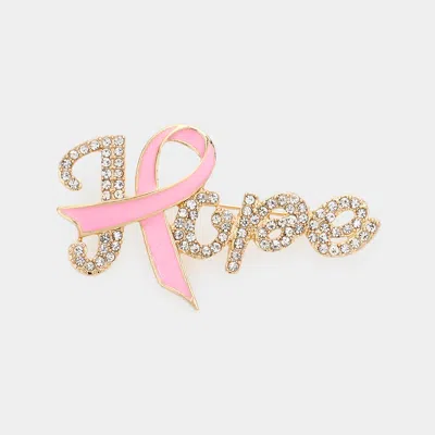 Fashnzfab Enamel Metal Pink Ribbon Pointed Hope Message Pin Brooch
