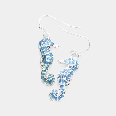 Fashnzfab Enamel Metal Seahorse Dangle Earrings In Multi