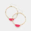 Fashnzfab Enamel Metal Seed Bead Open Circle Dangle Earrings In Gold
