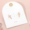 Fashnzfab Enamel Mini Cross Stud Earrings - Gold, Pink In Gold
