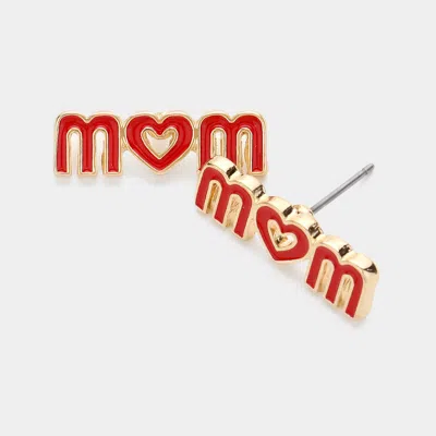 Fashnzfab Enamel Mom Stud Earrings In Brown