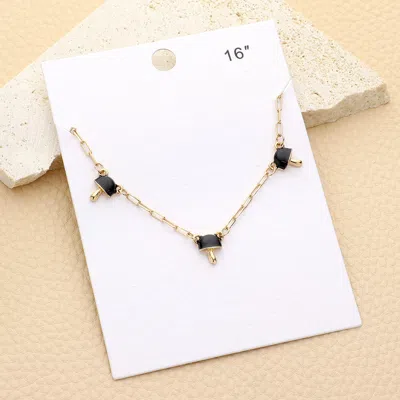 Fashnzfab Enamel Mushroom Station Necklace In Silver