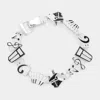 Fashnzfab Enamel Music Note & Piano Magnetic Bracelet Multi, Silver In Multi