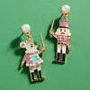 Fashnzfab Enamel Nutcracker Mouse King Dangle Earrings - Pink In Pink