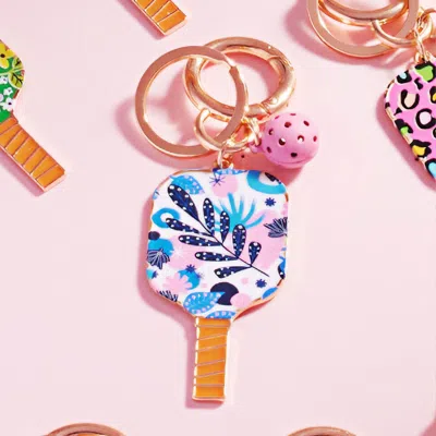Fashnzfab Enamel Pickleball Paddle Keychain / Bag Charm In Gold