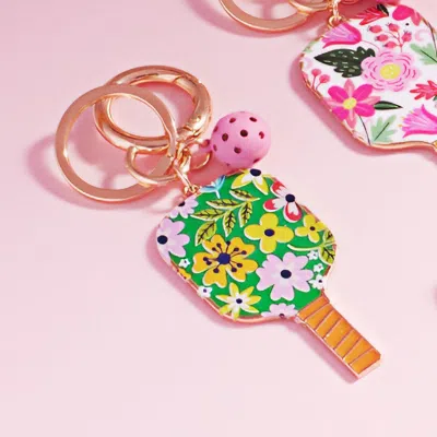Fashnzfab Enamel Pickleball Paddle Keychain / Bag Charm In Green