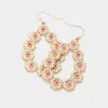 Fashnzfab Enamel Point Metal Flower Open Teardrop Dangle Earrings - Gold, Neon, Pink In Gold