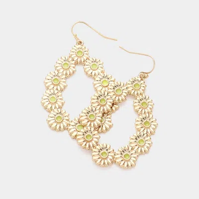 Fashnzfab Enamel Point Metal Flower Open Teardrop Dangle Earrings In Multi