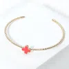 Fashnzfab Enamel Quatrefoil Pointed Cuff Bracelet Gold, Red In Multi