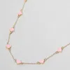 Fashnzfab Enamel Quatrefoil Station Necklace In Pink