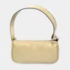 Fashnzfab Enamel Rectangle Shoulder Bag In Sand