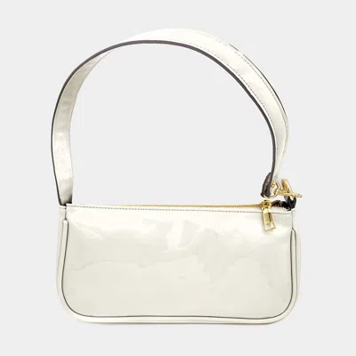 Fashnzfab Enamel Rectangle Shoulder Bag In White