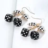 Fashnzfab Enamel Retro Checkered Leaf Cherry Dice Dangle Earrings In Multi