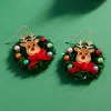 Fashnzfab Enamel Rudolph Christmas Wreath Dangle Earrings In Multi