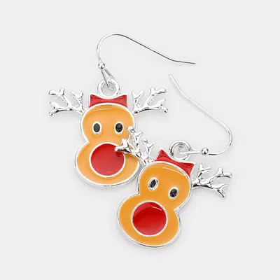 Fashnzfab Enamel Rudolph Face Dangle Earrings In Multi